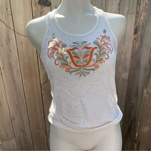 Vintage mango linen top with embroidery size XS